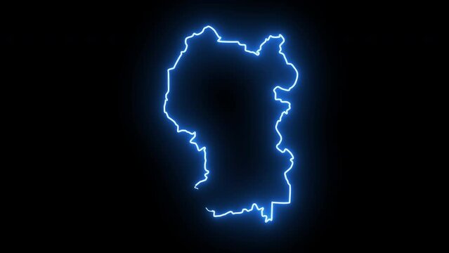 map of Federal Territory of Kuala Lumpur in malaysia with glowing neon effect