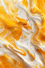 Oranges and white waves abstract background, textured, marbles, ink liquid. Modern abstract summer backdrop. - obrazy, fototapety, plakaty
