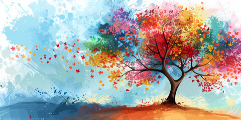 vector illustration of colorful trees