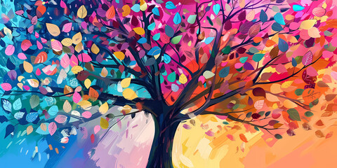 vector illustration of colorful trees