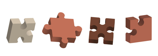 Pieces of the puzzle. 3D puzzle isolated on a white background. Vector illustration.
