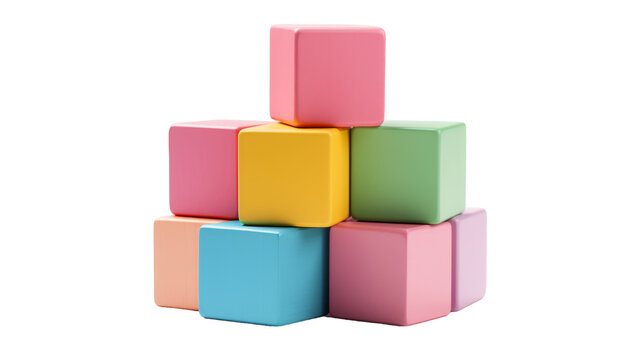 A stack of colorful blocks balances precariously, showcasing a vibrant display of hues