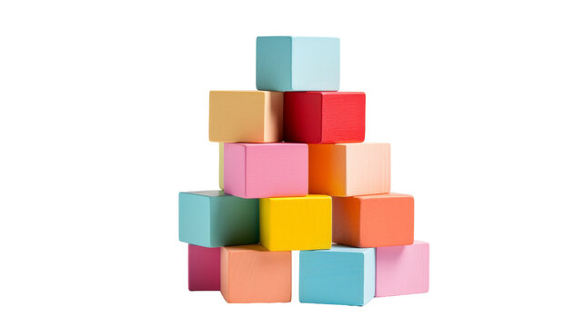 A vibrant stack of diverse blocks balances precariously, showcasing a brilliant spectrum of hues