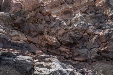 Weathered and oxidized basalt Makapuu point，from the Koʻolau volcano in eastern Oahu, Hawaii...