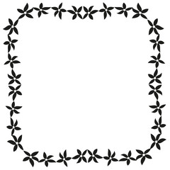 Frame of black flowers on a white background