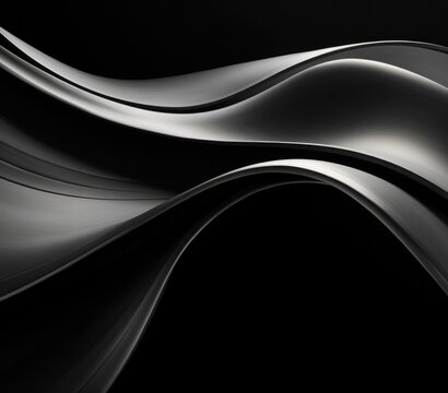 A black and white photo of a wavy, flowing design. Generative AI.