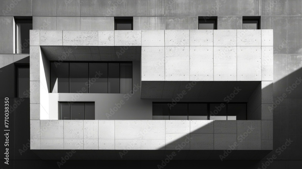 Canvas Prints A black and white photo of a building with windows. Generative AI.