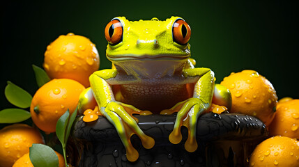 a frog is like a mango - obrazy, fototapety, plakaty