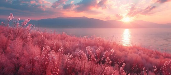 beautiful pink landscape, Republic of Korea - obrazy, fototapety, plakaty
