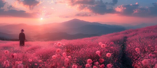 beautiful pink landscape, Republic of Korea - obrazy, fototapety, plakaty