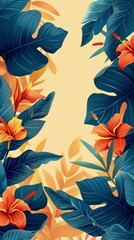 Vibrant Floral Background With Orange and Blue Flowers