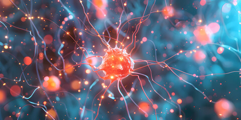 Abstract background with neuron cells, nervous system, microbiology concept.