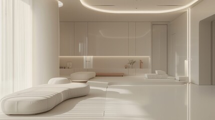 Fototapeta na wymiar Modern Minimalist Bedroom Interior