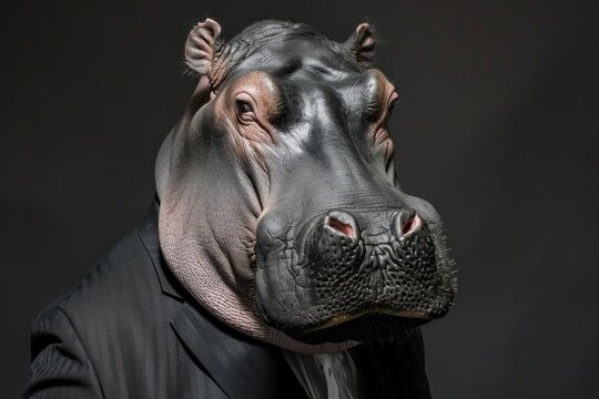 head of an elephant hippo has a corporate look