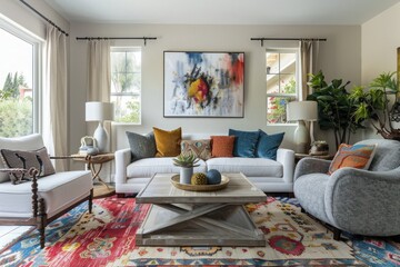 living room in eclectic style interior