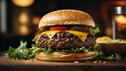 Delicious burger - obrazy, fototapety, plakaty
