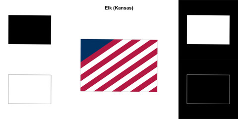 Elk county (Kansas) outline map set