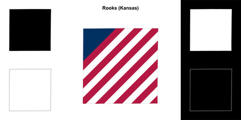 Rooks county (Kansas) outline map set