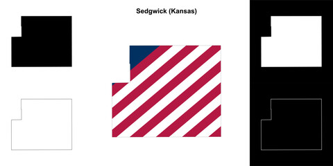 Sedgwick county (Kansas) outline map set