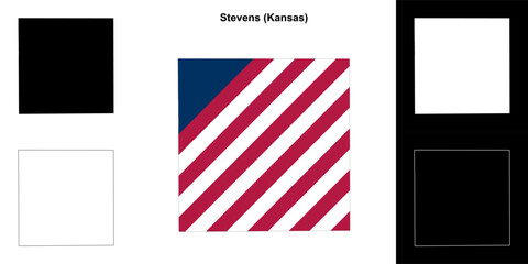 Stevens county (Kansas) outline map set