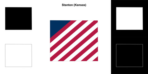 Stanton county (Kansas) outline map set