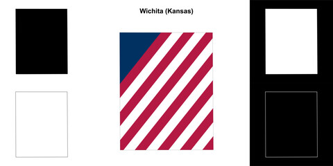 Wichita county (Kansas) outline map set