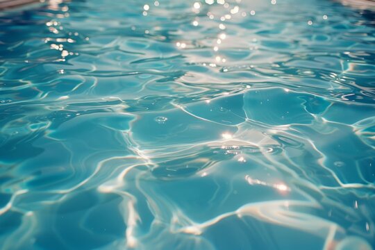 Close-up Shot of Summer Pool Water - Analog Photography Detail Generative AI