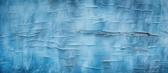 An electric blue and white painting on the wall depicts a natural landscape with fluid patterns resembling an ocean, creating a freezing and transparent material effect