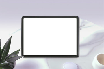 tablet mockup on futuristic natural background, blank screen for app or UI presentation (1)
