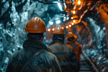 Mine Workers Gathered in a Underground Setting Generative AI