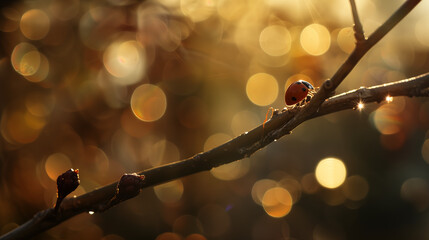 Ladybug on a twig - Powered by Adobe