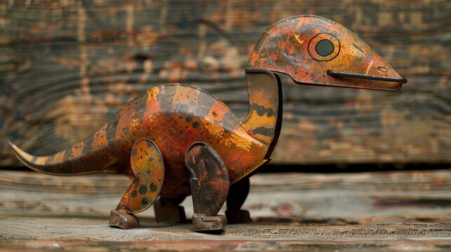 Long-Forgotten Rusted Dinosaur Tin Pull Toy Generative AI