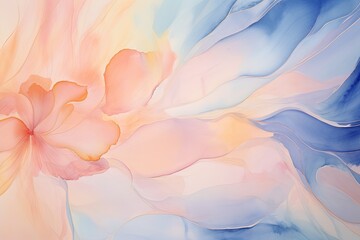 Peach Cobalt Orchid abstract watercolor paint background barely noticeable with liquid fluid texture for background, banner with copy space and blank text area