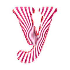 White symbol with pink vertical ultra-thin straps. letter y