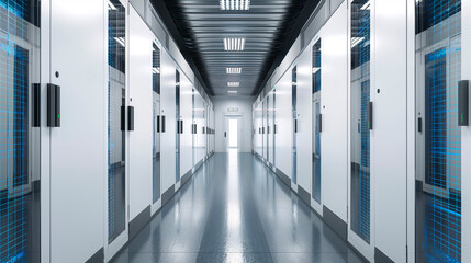 Fototapeta premium CPD Centro de proceso de datos moderno con servidores en fila
