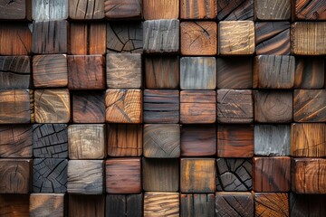 Vintage Wooden Blocks and Cubes Pattern Background Generative AI