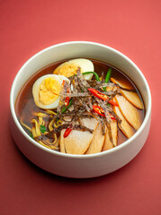 noodles with chicken and chili pepper or just delicious ramen