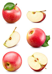 Composition of many red apple. Red apple isolated on white background. Professional studio macro shooting - 770051782