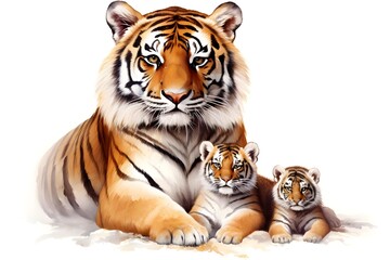 Maternal Care: Tiger Mother and Cub in High Resolution