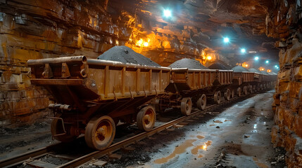 Coal Transport: Moving Materials in Mine Shafts - obrazy, fototapety, plakaty