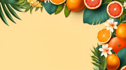 A colorful assortment of fruits including oranges, lemons, and grapefruit. Concept of abundance and freshness, with the fruits arranged in a visually appealing manner - obrazy, fototapety, plakaty