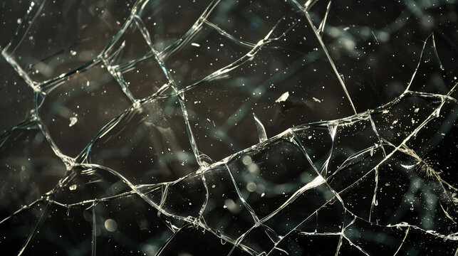 Texture broken glass with cracks.