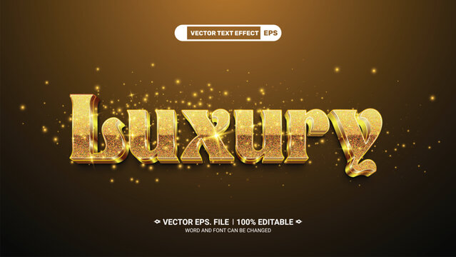 Luxury gold 3d editable vector text style effect on gold sparkle background