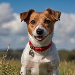 A photo of an amazingly cute, funny and charming Jack Russell Terrier dog on a beautiful background. Generative AI