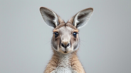 Close up portrait of a Kangaroo in a Studio