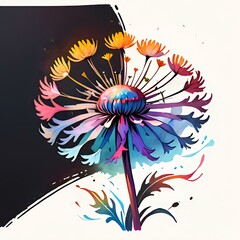 Stylized Dandelion Illustration.
A dandelion merges with vivid hues, perfect for bold designs and modern decor inspiration.