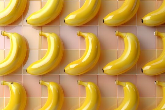 yellow fruit banana pattern background y2k style flat top view