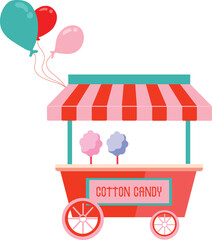Cute cotton candy cart vector illustration