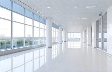 The empty hall of an office or medical institution with panorami