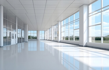 The empty hall of an office or medical institution with panorami